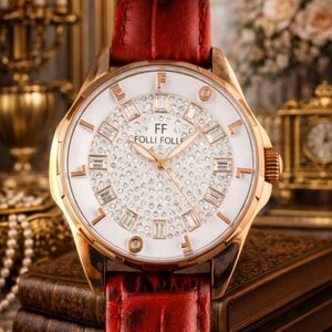 Folli Follie Women's Red and Gold Watch NEW